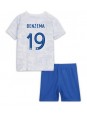 Otroški Nogometna dresi replika Francija Karim Benzema #19 Gostujoči SP 2022 Kratek rokav (+ hlače)